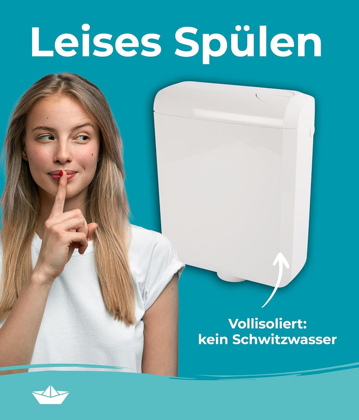 Calmwaters® Spülkasten mit 2-Mengen-Spülung, 3-3,5 & 6-7 Liter Spülmenge, Aufputzspülkasten WC schma