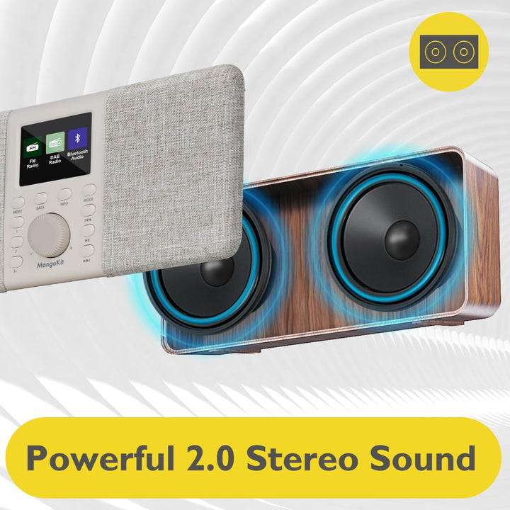 MD5 Stereo DAB Radio mit Bluetooth 5.3 und 2,4" Farbdisplay,Tragbares UKW Digitalradio,2.0 Stereokla