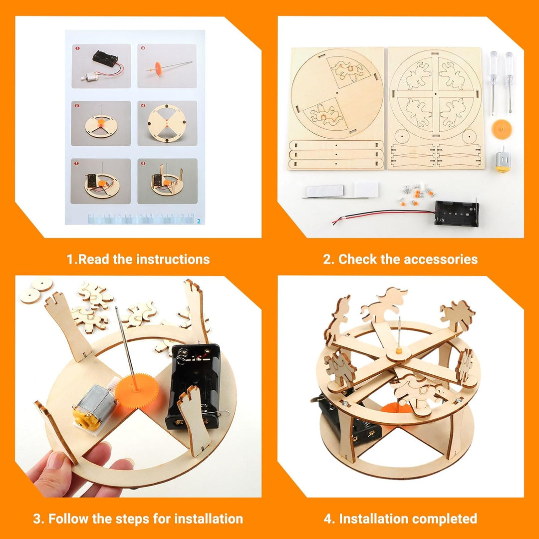 6 Stück Experimente für Kinder, Elektronik Baukasten DIY STEM Spielzeug, Holz Wissenschaft Bausatz S
