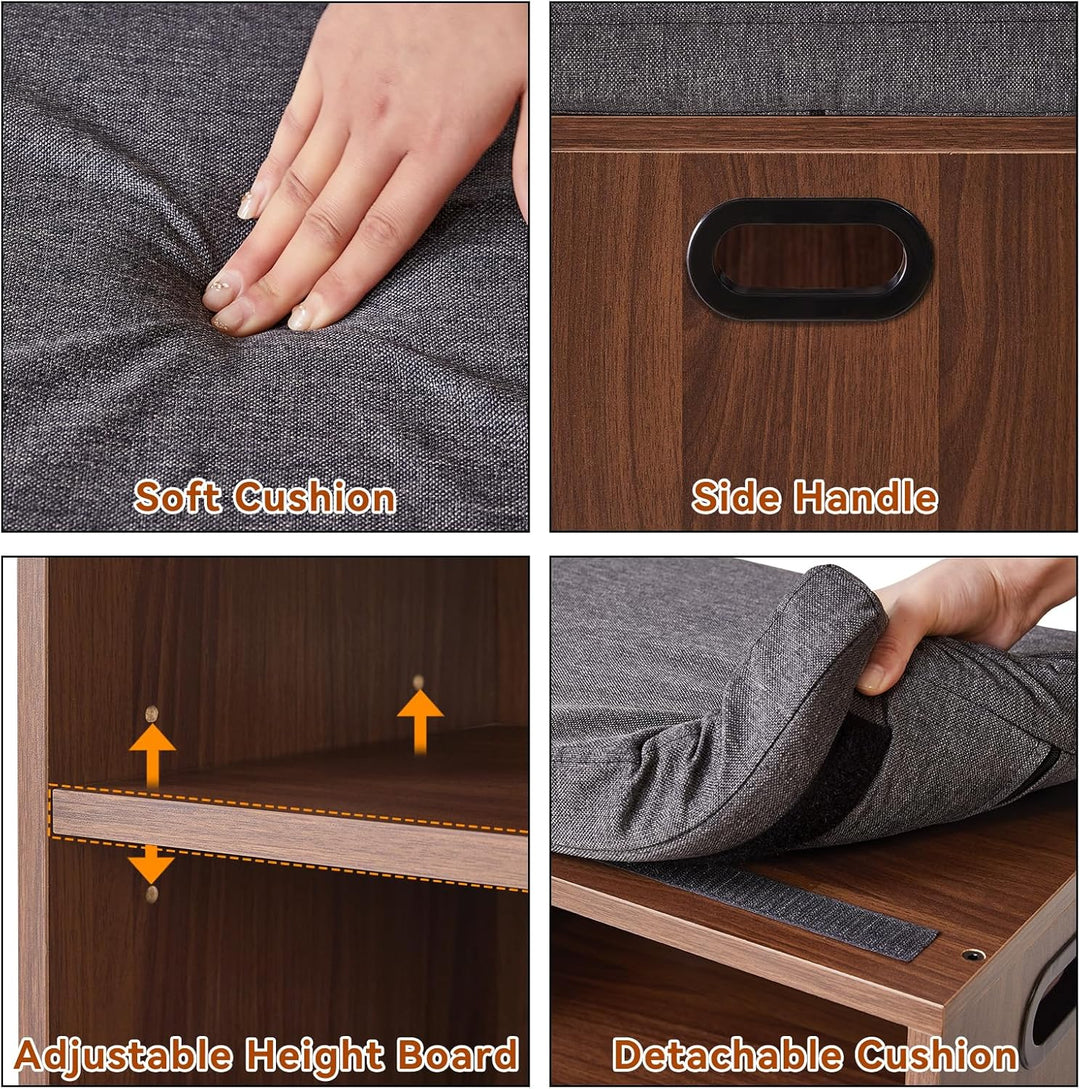 YMYNY Schuhbank mit Sitzfläche, Schuhschrank mit sitzbank, Schuhregal Klein mit Sitzbank, Sitzbank m