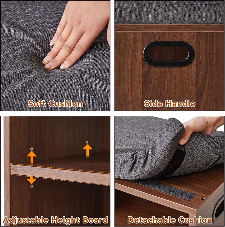 YMYNY Schuhbank mit Sitzfläche, Schuhschrank mit sitzbank, Schuhregal Klein mit Sitzbank, Sitzbank m