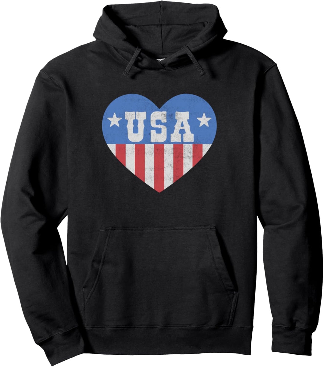 Americana Heart Red White and Blue USA Pullover Hoodie