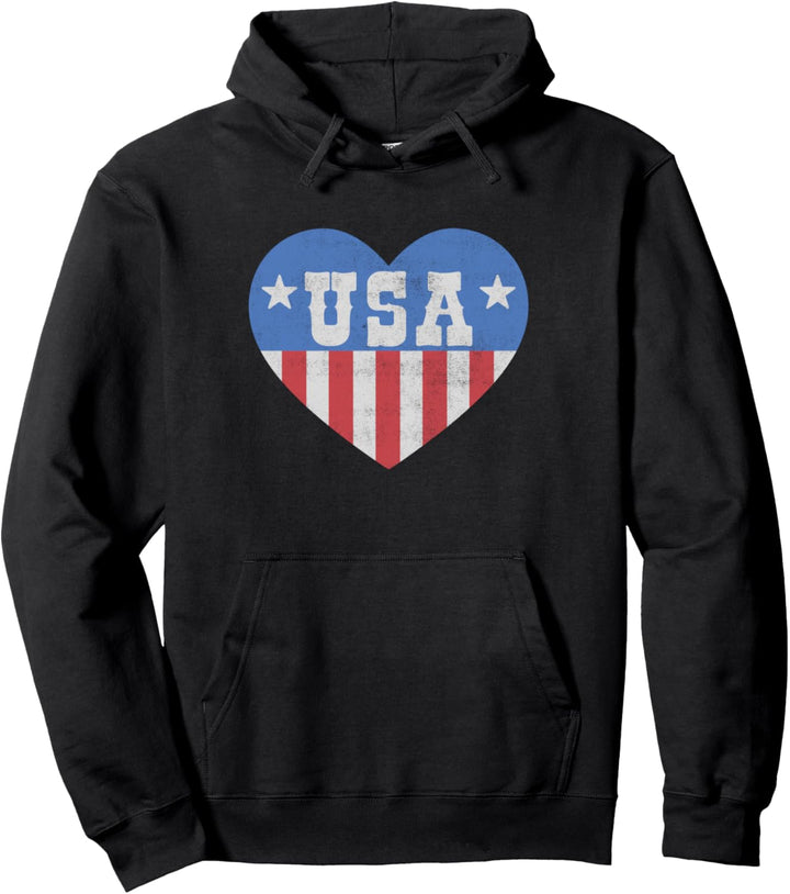 Americana Heart Red White and Blue USA Pullover Hoodie