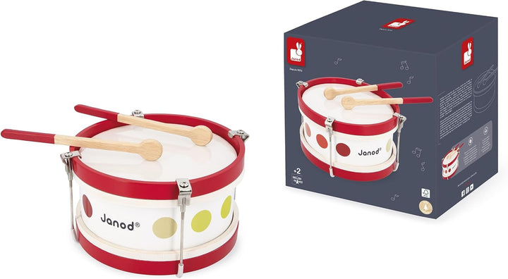 Janod - My First Confetti Holz-Trommel, Kinder-Musikinstrument, Spielzeugnachbildung und Spielzeug f