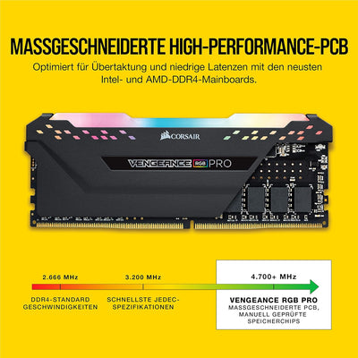 CORSAIR VENGEANCE RGB PRO 32GB (2x16GB) DDR4 3200(PC4-25600)C16 PC Arbeitsspeicher – schwarz Schwarz