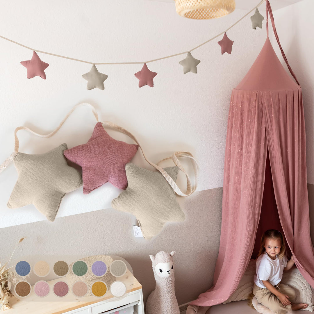 LILIMAUS Sternen Wimpelkette Stoff [in 12 Farben] Kinderzimmer - 100% Baumwolle Handmade Girlande St