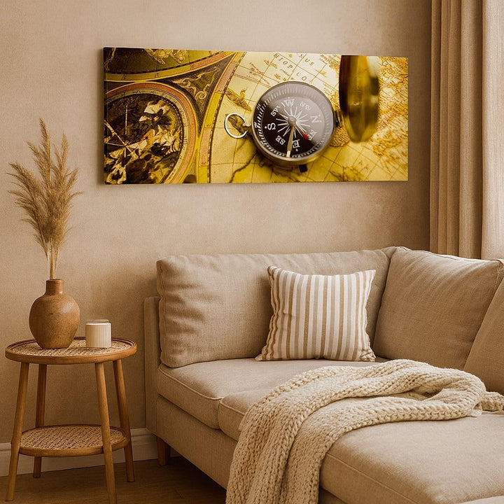 Bilder auf Leinwand 100x40cm Leinwandbild Abstrakt kommunikation kompass erde Gross Wanddeko Bild Sc