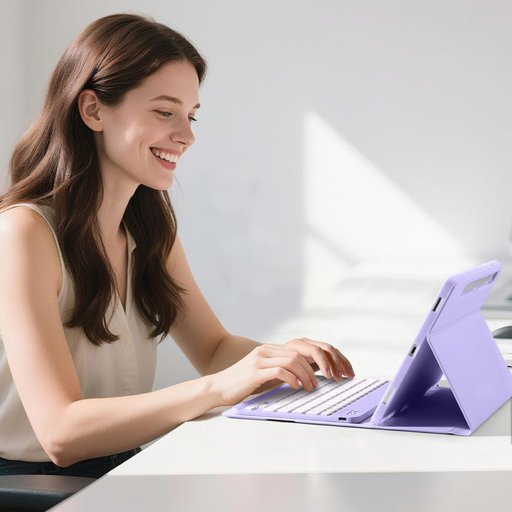 Vobafe Tastatur Hülle für Samsung Galaxy Tab S10 Lite/S10 FE/S9 FE 10.9 Zoll/Tab S9 11 Zoll, 7-Farbe