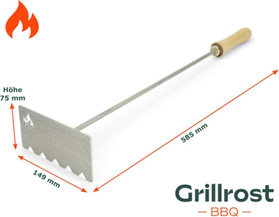 Grillrost.com Das Original Glutschieber Aschekratzer aus Edelstahl - Für Kamin Feuerschale und Kache
