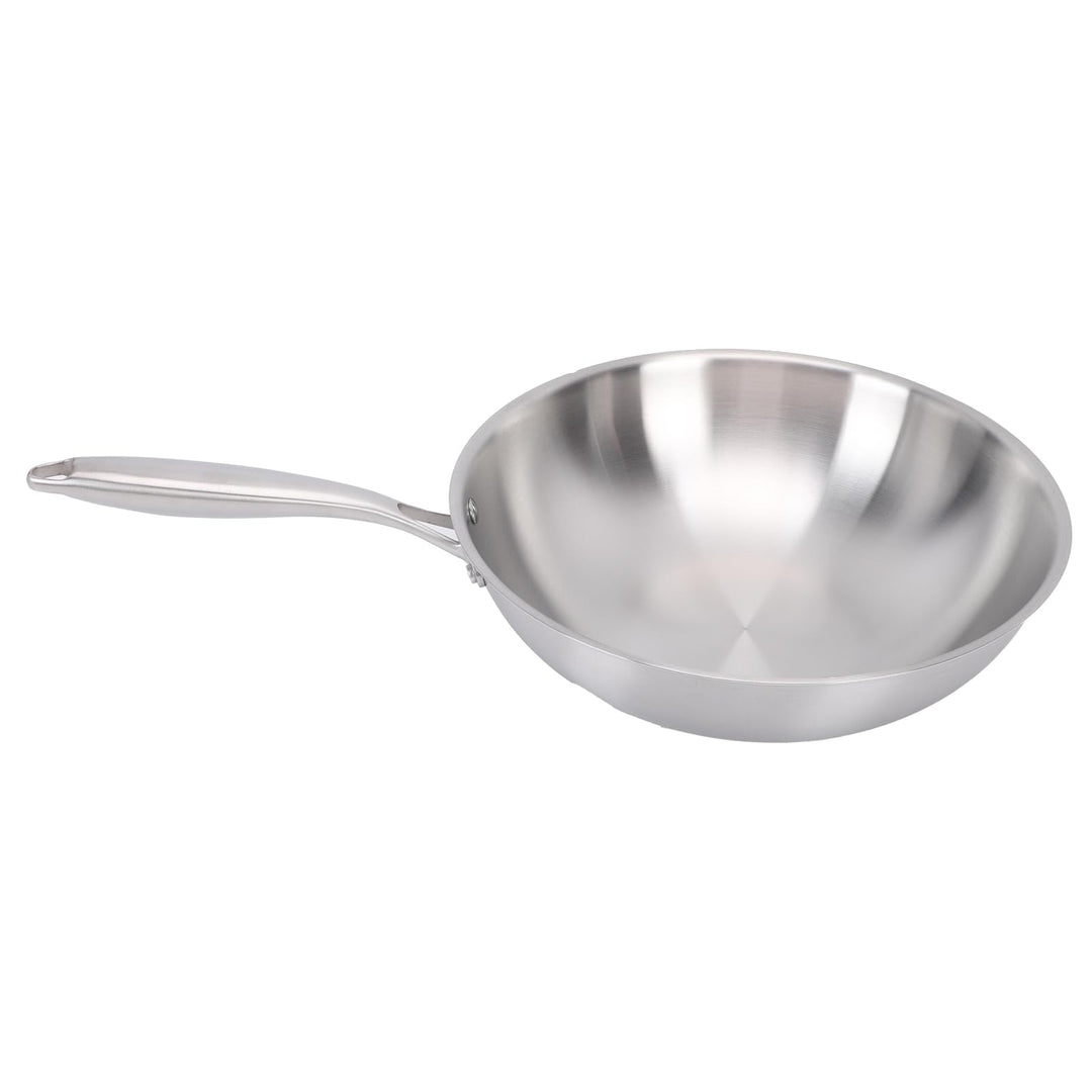 SIXRUN Edelstahl-Wok-Pfanne mit Antihaftbeschichtung und Griff, Induktions-Wok in Lebensmittelqualit