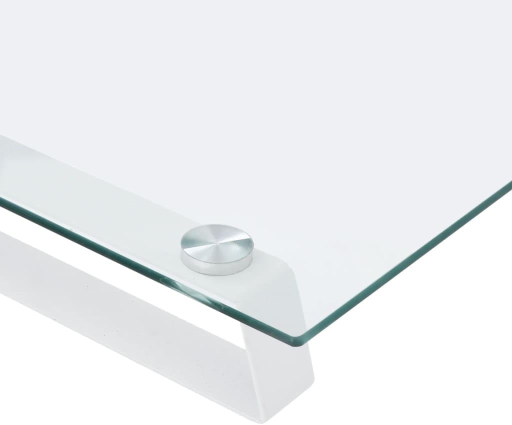 vidaXL Monitorständer Weiss 100x20x8 cm Hartglas und Metall 100 x 20 x 8 cm Weiss, 100 x 20 x 8 cm W