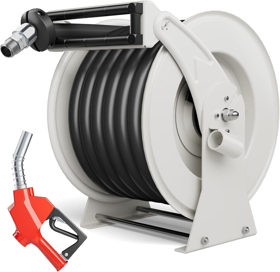 Schlauchtrommel 25 mm x 15 m einziehbar Kraftstoffschlauchtrommel, 300 PSI robuste Stahlkonstruktion