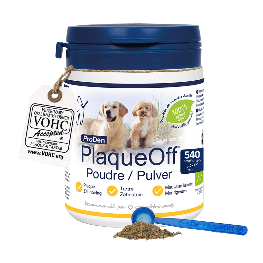 ProDen PlaqueOff Pulver für Hunde und Katzen, 180 g, gegen Mundgeruch, Plaque, Zahnstein 180g, 180g