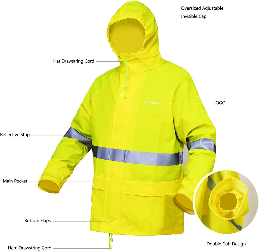 WCBDUT Regenanzug für Herren und Damen, schwer, wasserdicht, Regenmantel (Jacke + Hose) Sets winddic