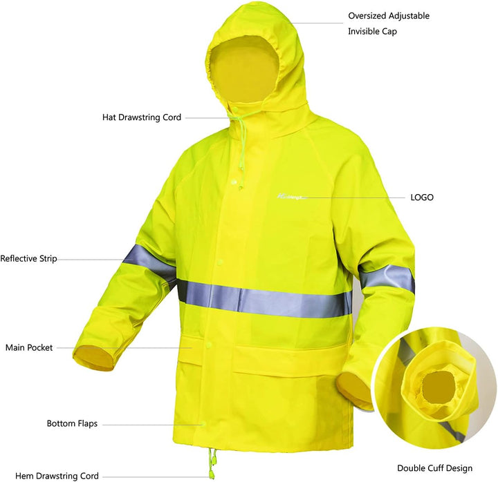 WCBDUT Regenanzug für Herren und Damen, schwer, wasserdicht, Regenmantel (Jacke + Hose) Sets winddic