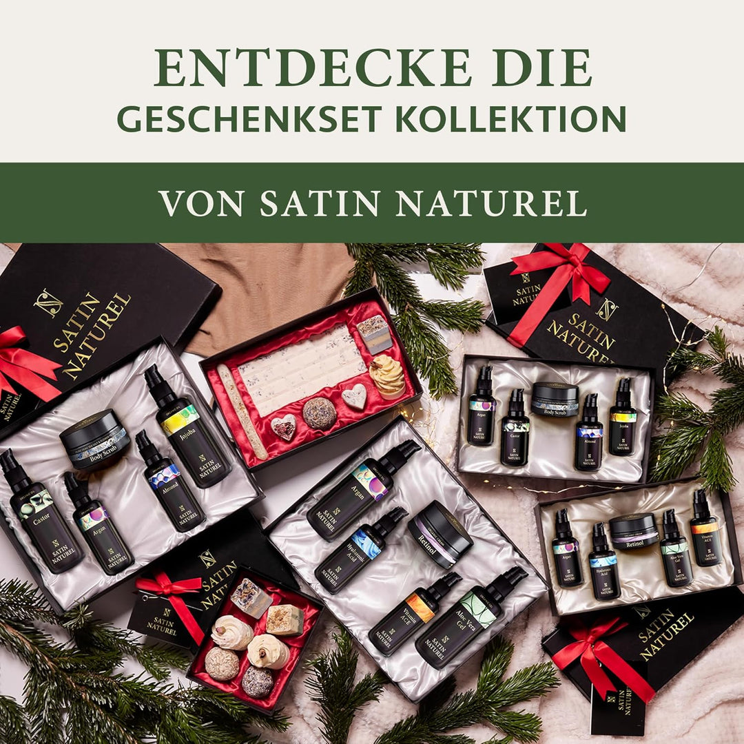 Weihnachtsgeschenke für Frauen - Verwöhnendes Geschenkset Frauen mit BIO Arganöl + Rizinusöl + Mande