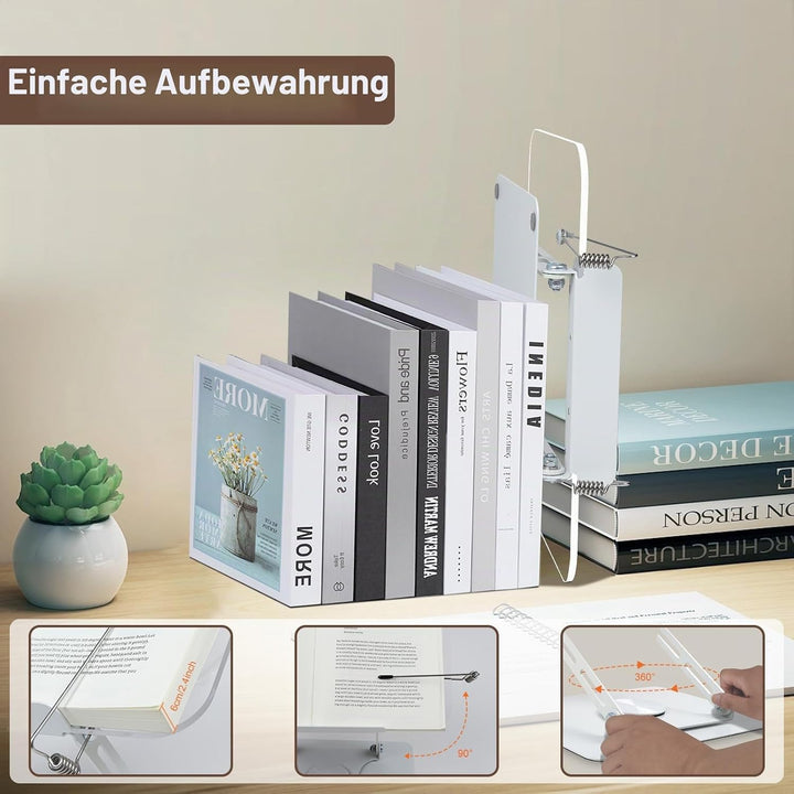 Foyucool Acryl Buchständer zum Lesen, Faltbarer Kochbuchständer, Höhenverstellbarer, 360° drehbarer