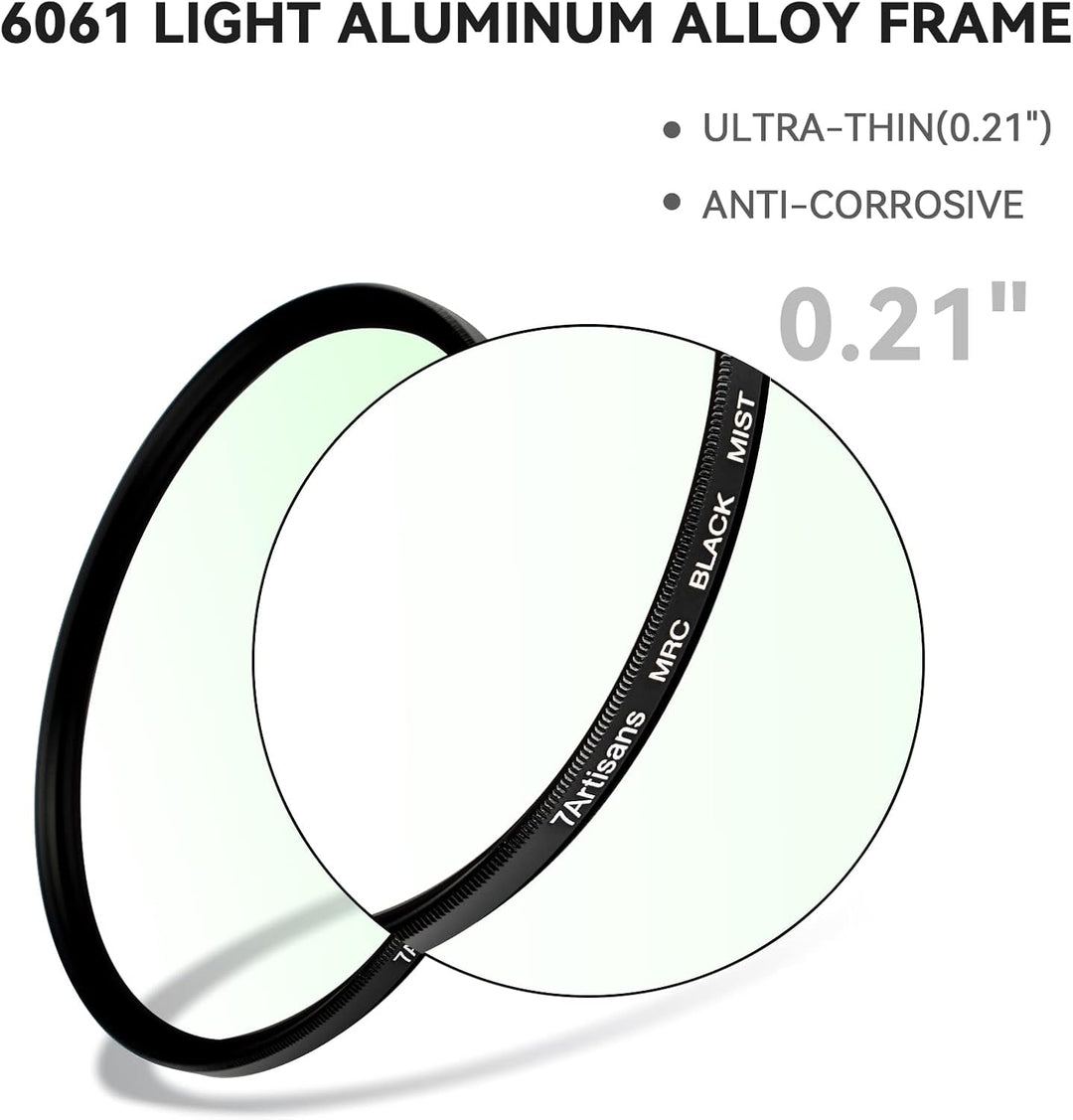 7artisans Black Mist Filter 1/4 Aluminiumlegierung, natürlicher weicher Diffusor-Effekt, weicher Fok