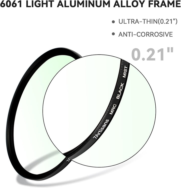 7artisans Black Mist Filter 1/4 Aluminiumlegierung, natürlicher weicher Diffusor-Effekt, weicher Fok