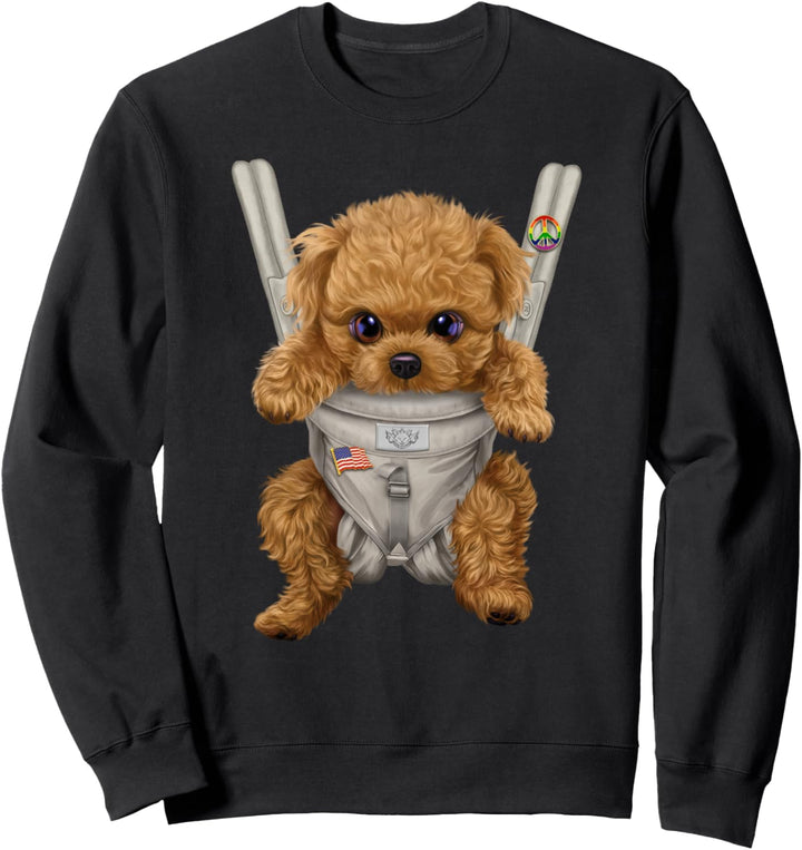 Brauner Pudelhund in der Babytrage Sweatshirt