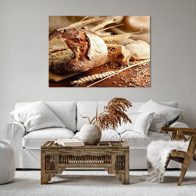 Bilder auf Leinwand 100x70cm Leinwandbild Brot Bäckerei Lebensmittel Roggen Gross Wanddeko Bild Schl