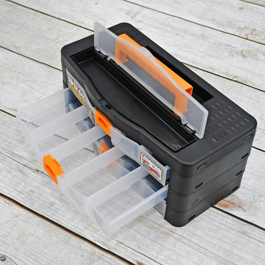 Werkzeugkoffer Kleinteile Organizer 3 Schubladen 390x190x170mm Sortierkasten 16 Innenfächer verstell