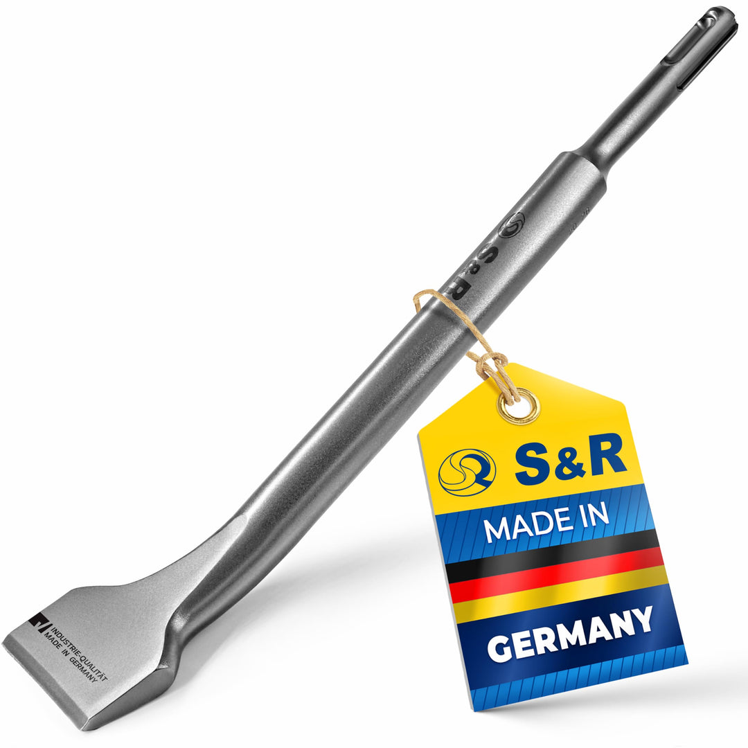 S&R Fliesenmeissel SDS-plus 250 x 40 mm, angewinkelt, Meissel gehärtet, Profi-Qualität