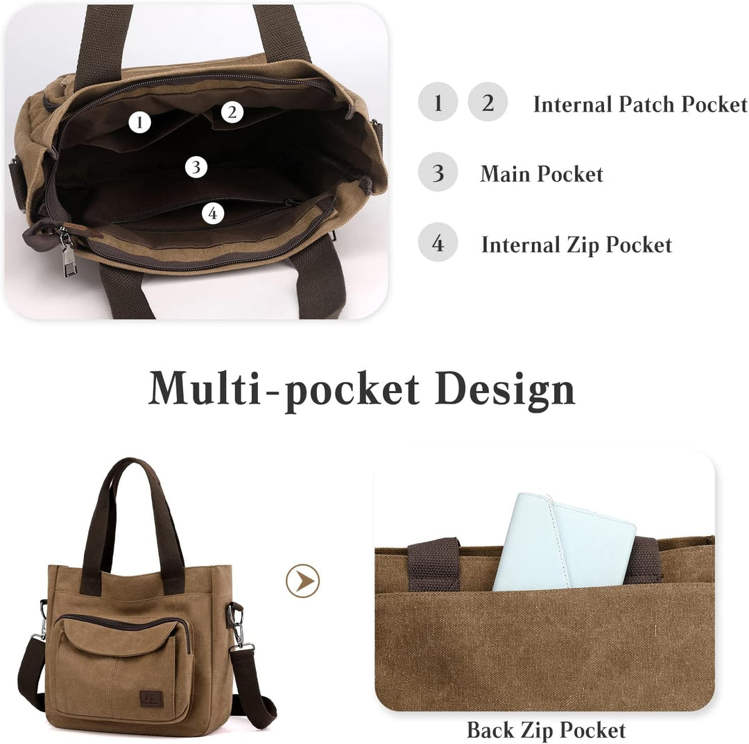 PORRASSO Damen Umhängetasche Canvas Schultertasche Handtasche Hobotasche Tote Mädchen Crossbody Bag