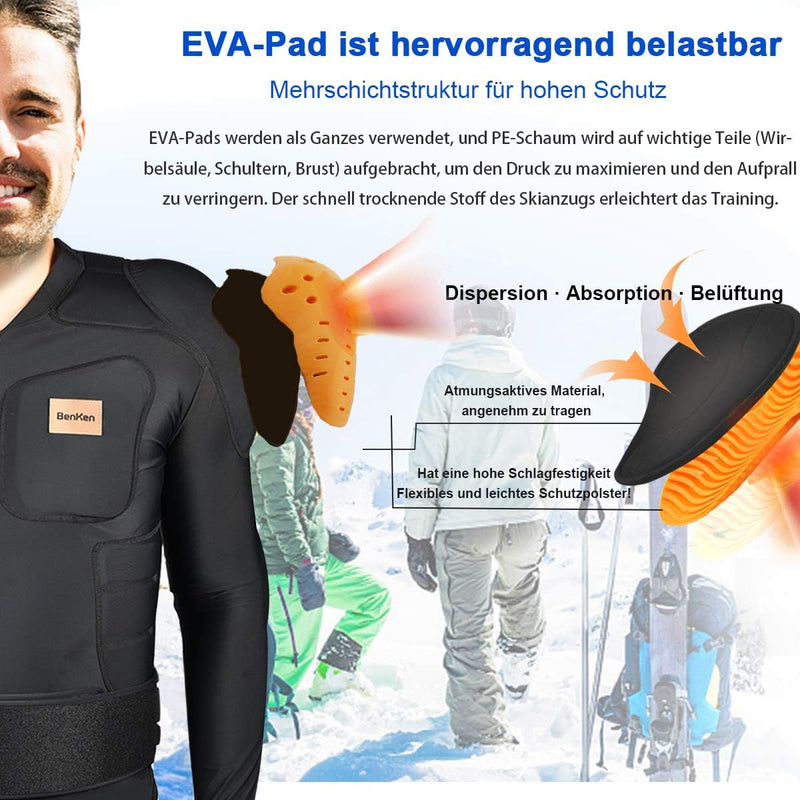 BenKen Skiing Body Short Protector Schutzausrüstung Pad mit Futter Motor Brust Schulter Rückenschutz