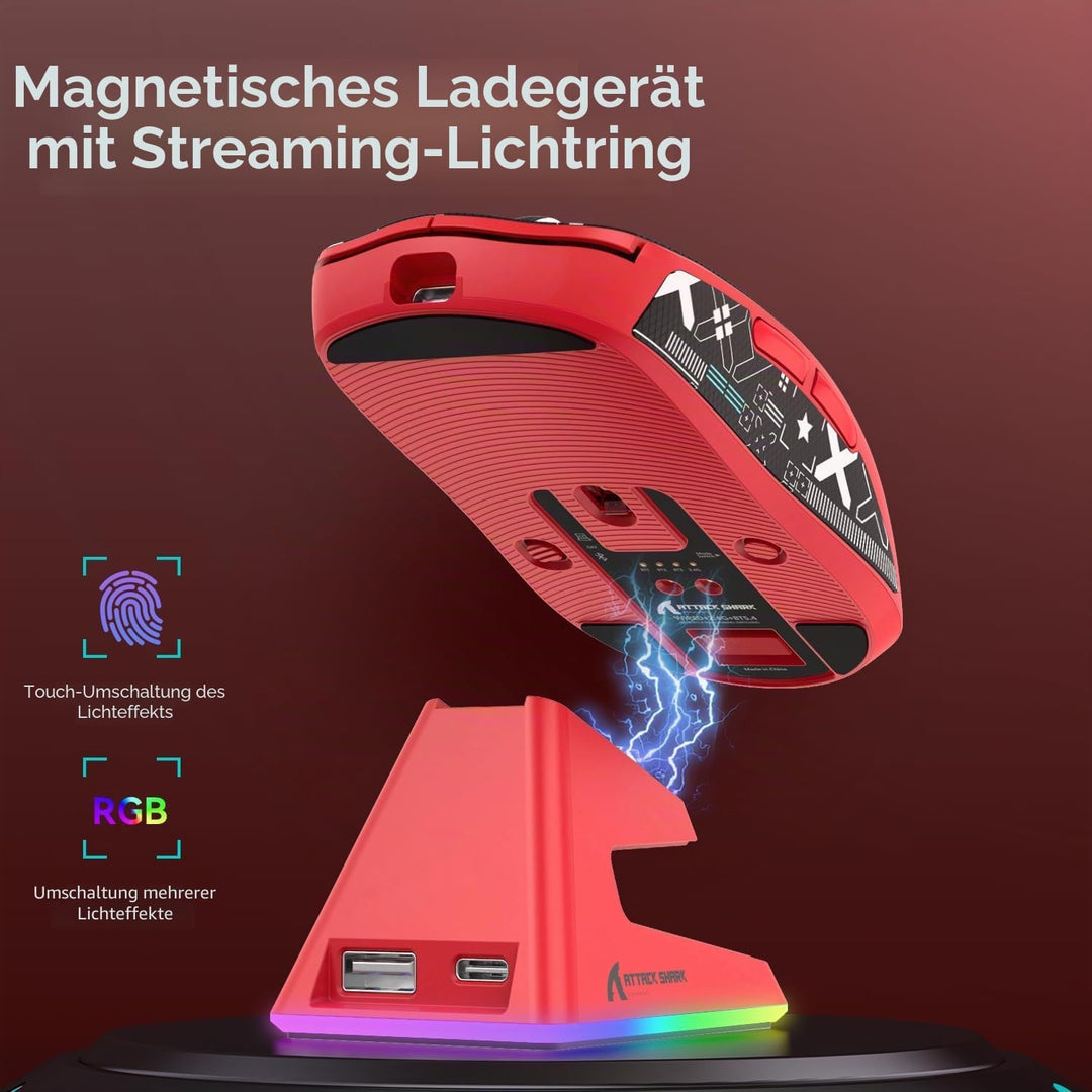 ATTACK SHARK X6 49g Superlight Mouse with Magnetic Charging Dock, PixArt PAW3395 Gaming Sensor, BT/2