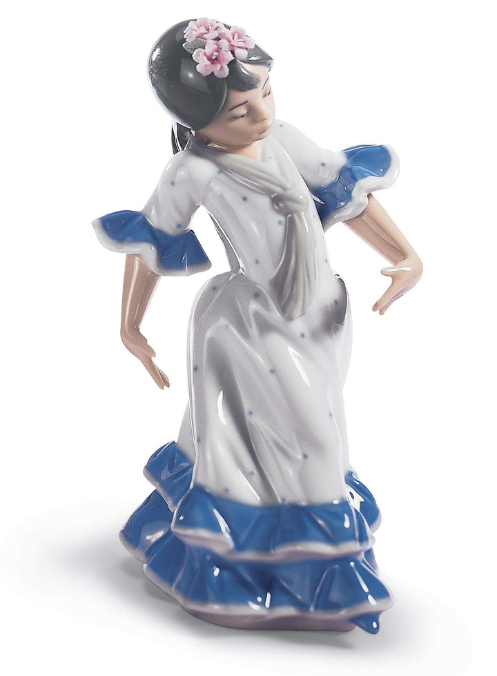 LLADRÓ Mädchen-Figur Kleine Tänzerin Mit Gesenkten Armen. Flamenco. Porzellan.