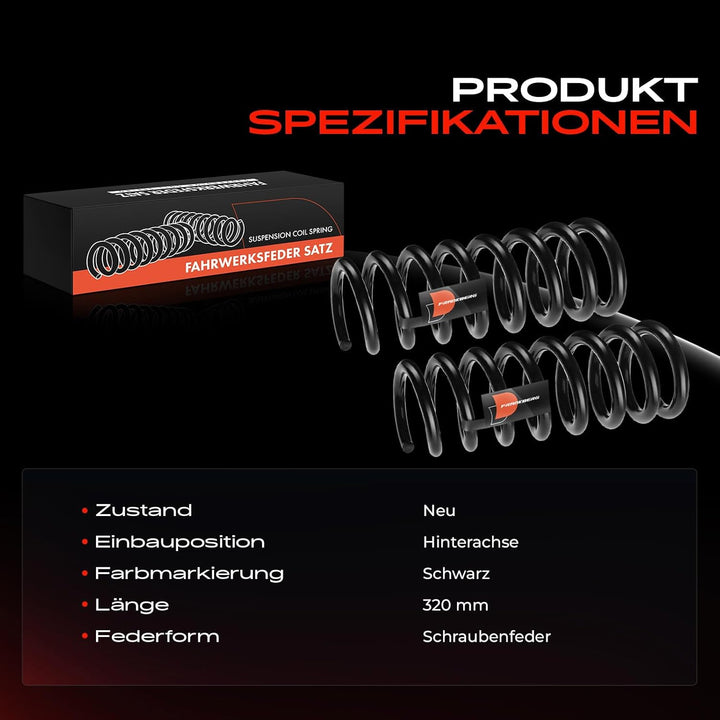 Frankberg 2x Federn Fahrwerksfeder Hinterachse Kompatibel mit W212 E200 E350 2009-2015 W212 E220 E25