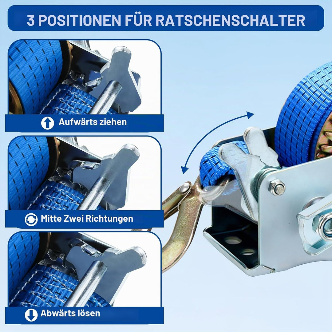FreeTec Handseilwinde Seilwinde mit Blau Polyester Seilzug Bergungswinde Bootswinde Handwinde Winde