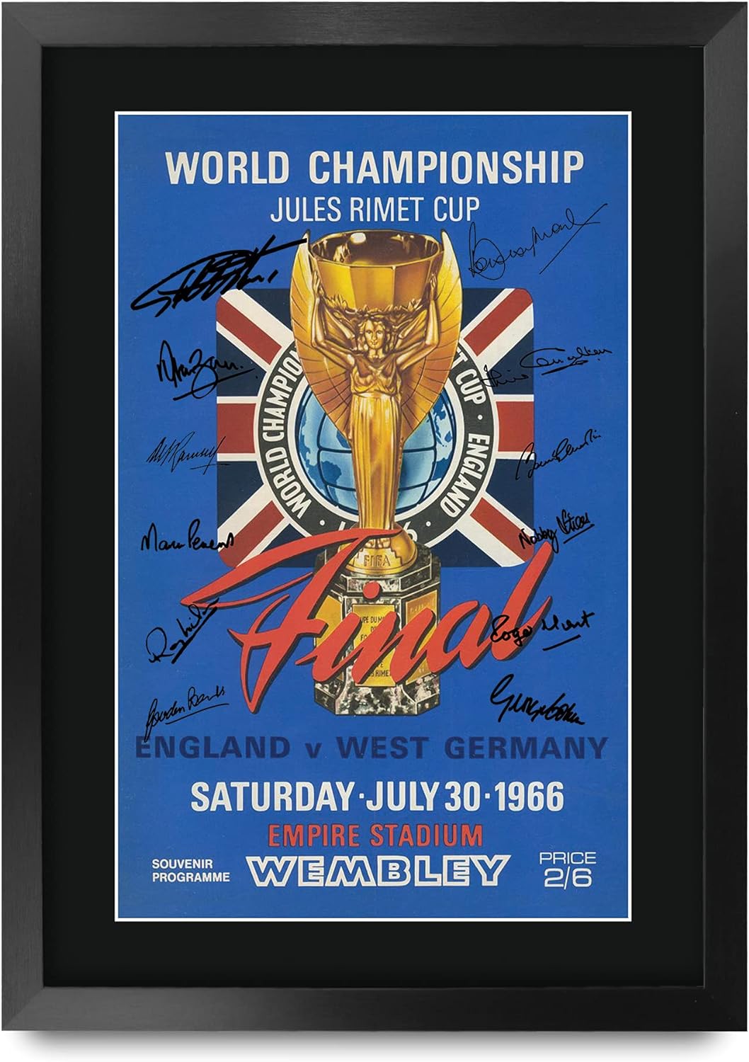 HWC Trading FR A3 England 1966 World Cup Final Gedruckte Erinnerungsstücke Signiertes Autogrammplaka