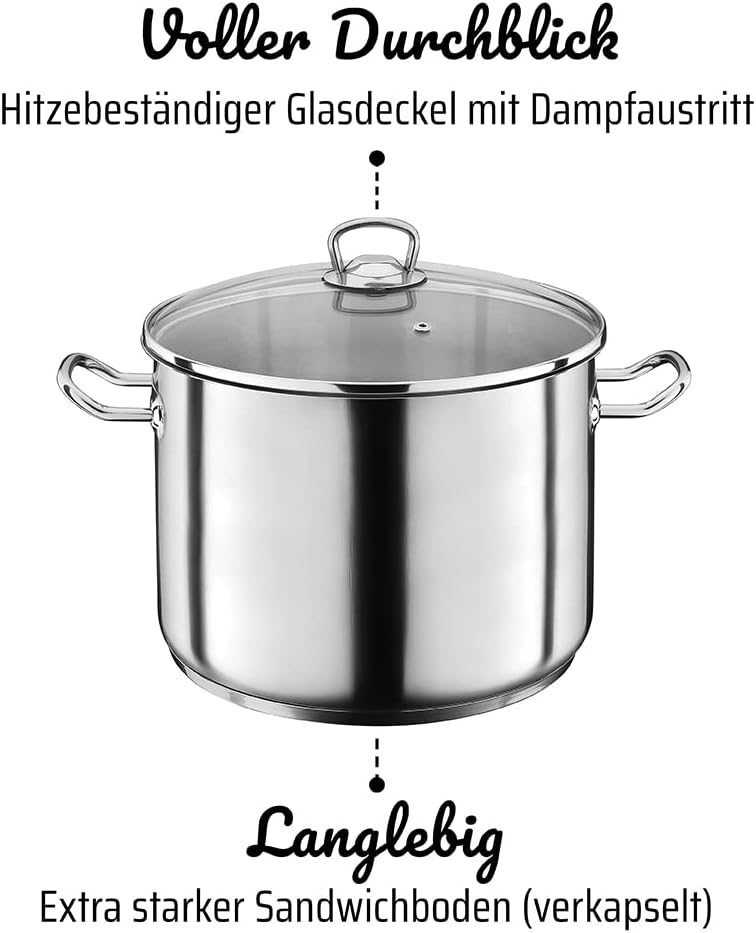 GSW Profi-Jumbotopf – hochwertiger Kochtopf mit Deckel, ideal für Familien und Gastronomie, grosser