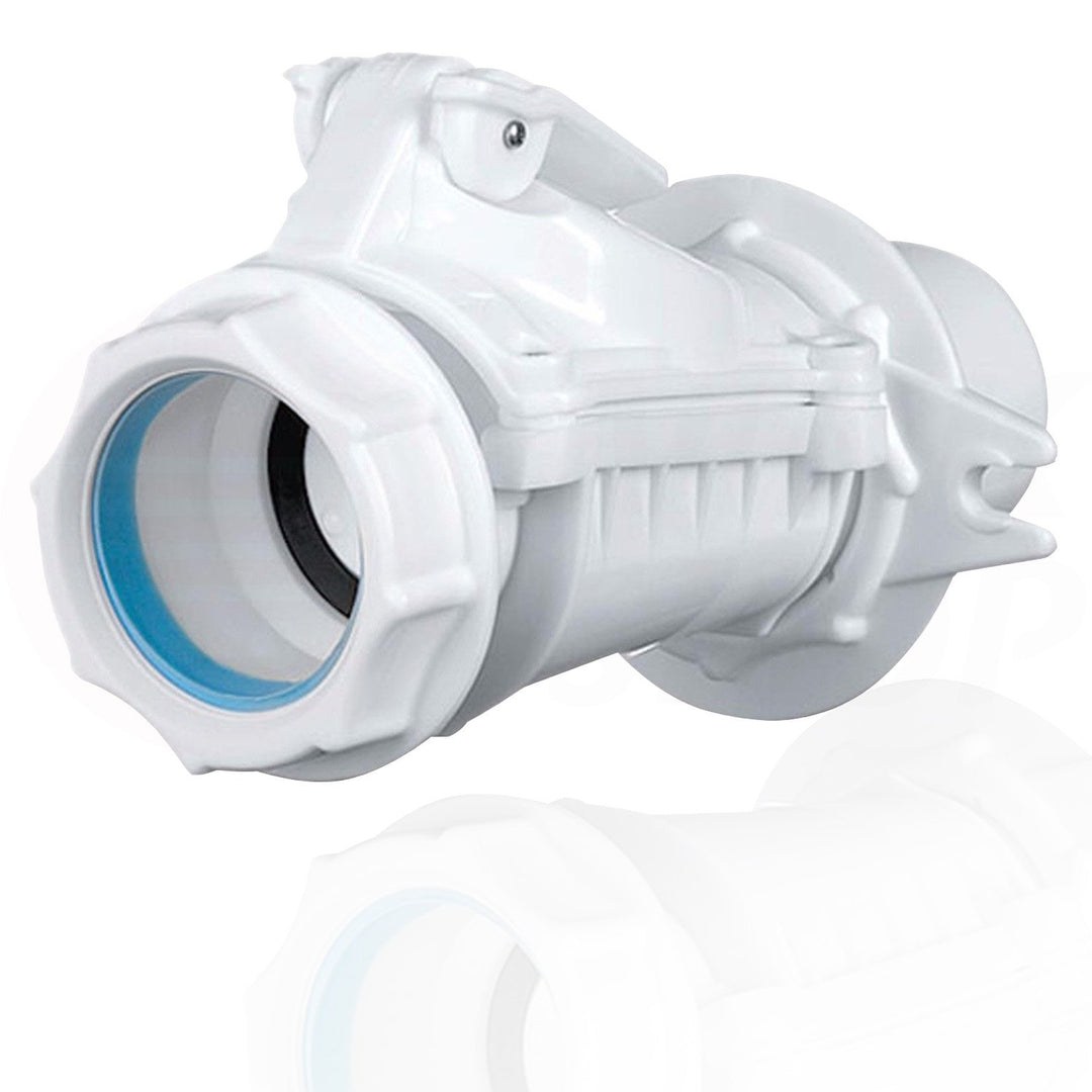 Rückstauverschluss Rückstauklappe DN 50 mm weiss grau Rückstauventil KG HT Rohr 3. Ø 50B weiss