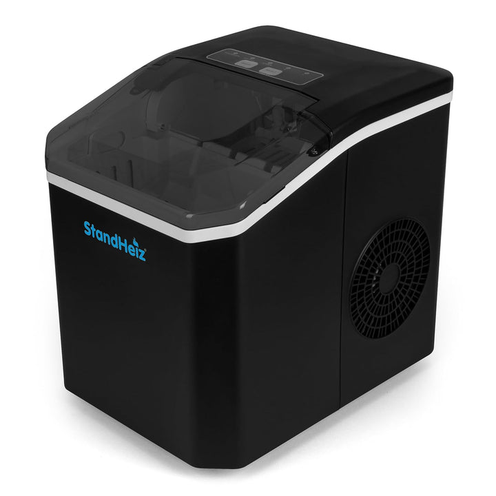 Eiswürfelmaschine Schwarz 12 kg / 24 h – Selbstreinigender Ice Maker mit 2 Grössen grosse Eiswürfel,