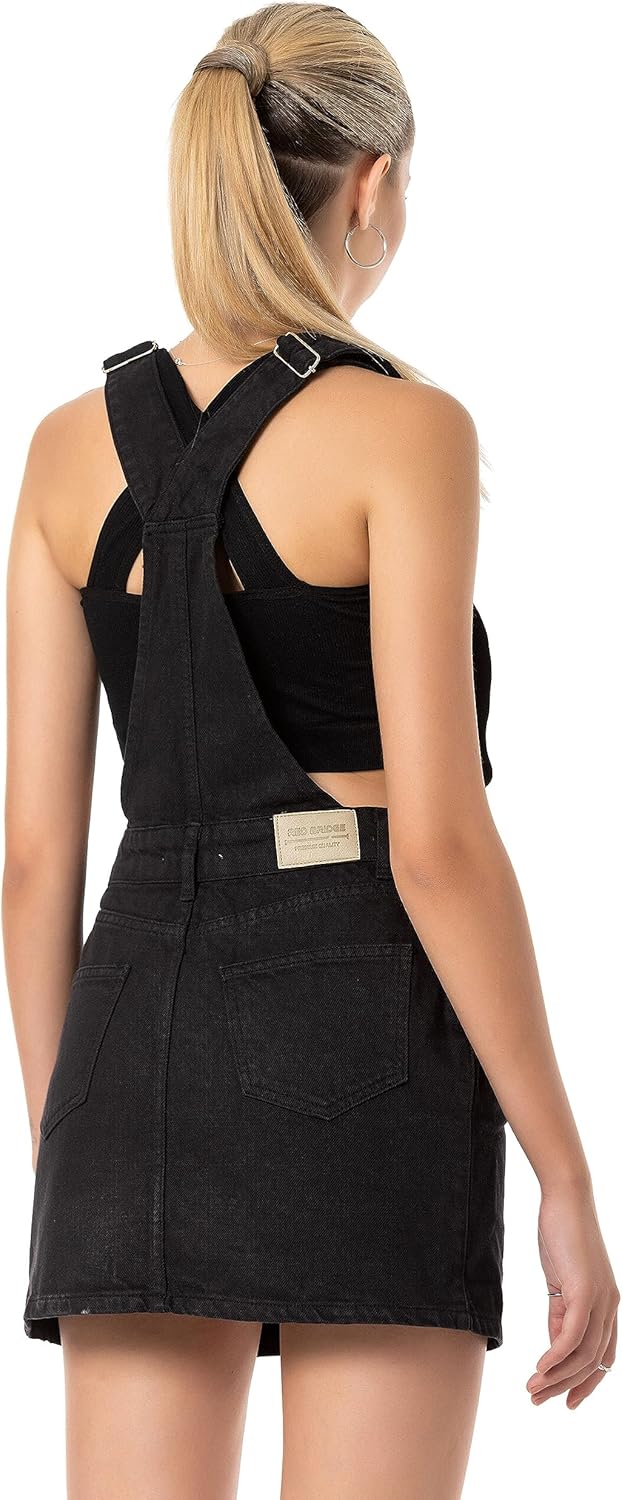 Redbridge Latzkleid Damen Jeansrock Denim Overall Baumwolle XS Schwarz, XS Schwarz
