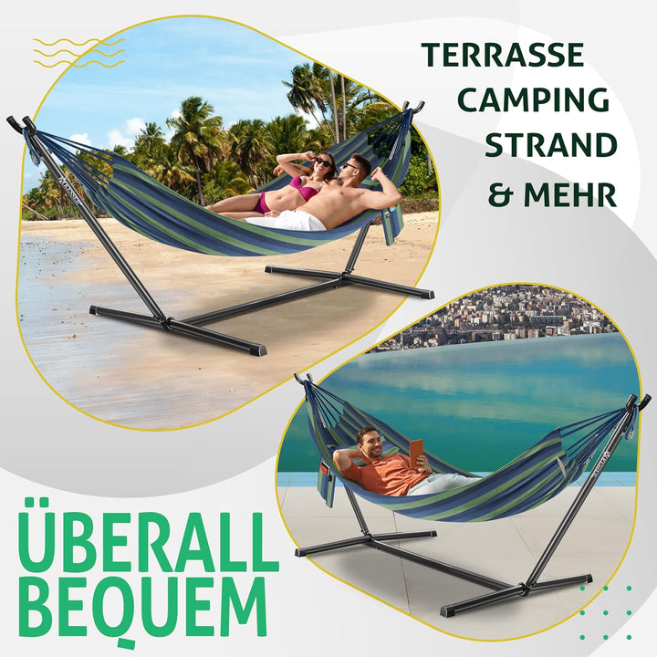 KESSER® Hängematte Lake mit Gestell, Doppel für 2 Personen, 200kg Belastbarkeit, Indoor & Outdoor, X