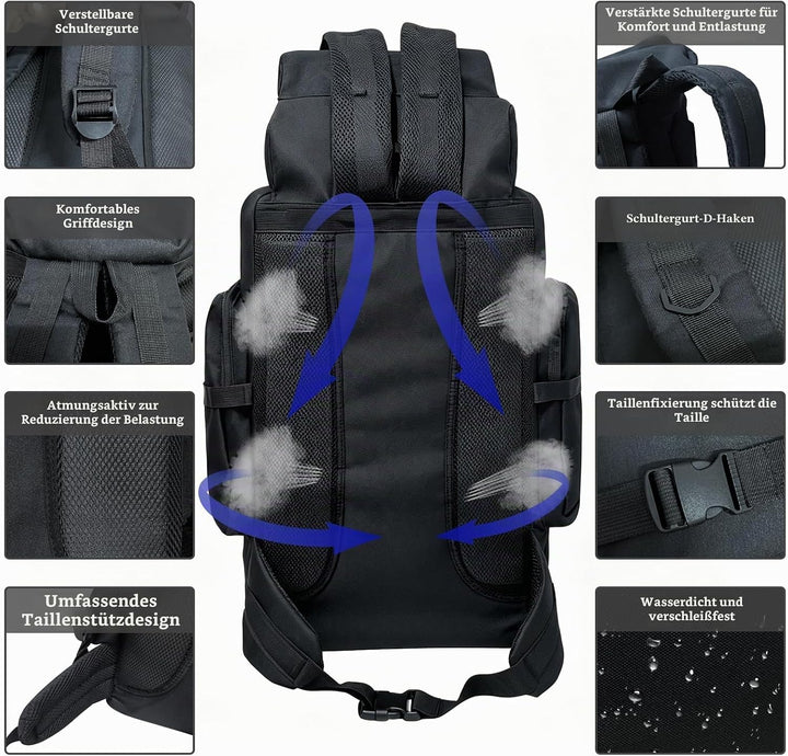 80L Wanderrucksack Campingrucksack, 80 Liter Grosses Fassungsvermögen Outdoor-Rucksack Reiseklettern