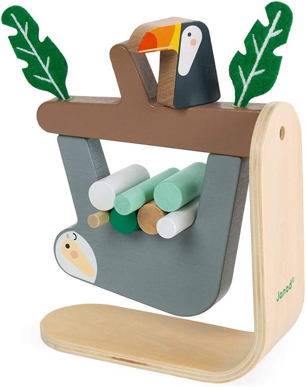Janod - Balance-Spiel aus Holz Faultier - Geschicklichkeitsspiel - Fördert Feinmotorik und Konzentra