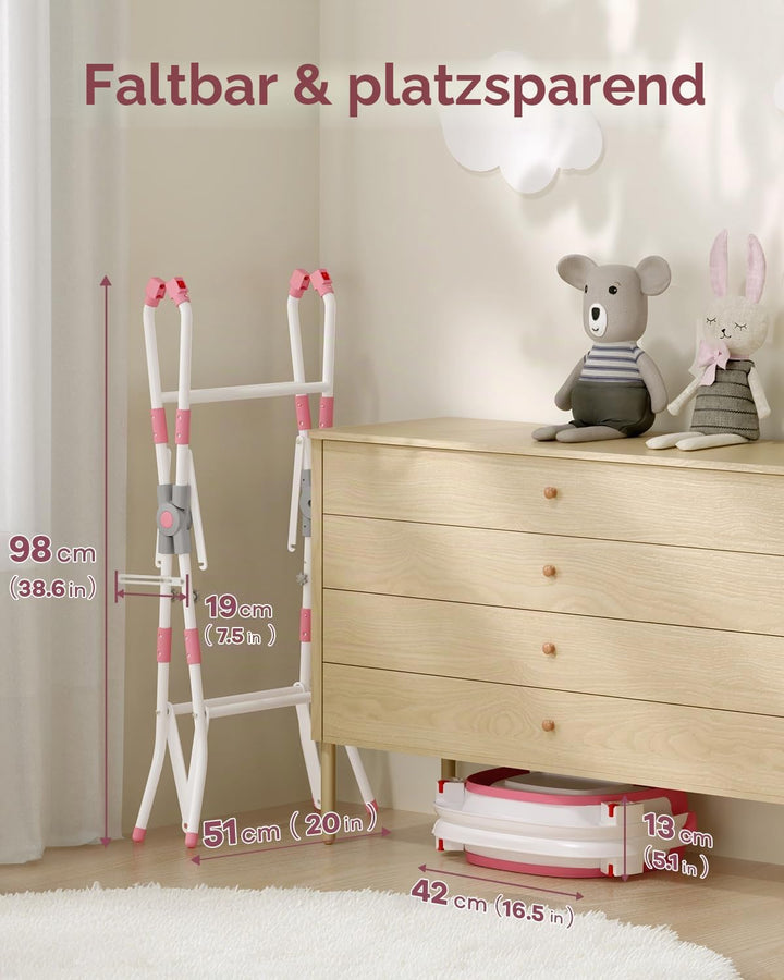 2-in-1 Baby Badewanne mit Gestell, Faltbare Badewanne Baby mit Badestütznetz, Geeignet für Neugebore