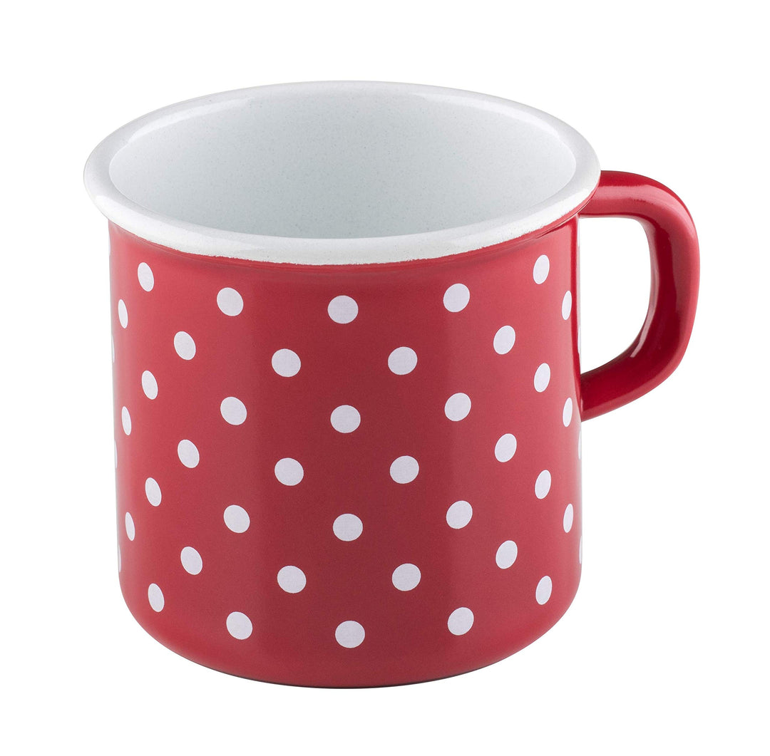 Riess, 0221-077, Topf mit Bördel (Becher) 8 3/8 L, COUNTRY - PÜNKTCHEN ROT, Trinkbecher, Inhalt 0,37