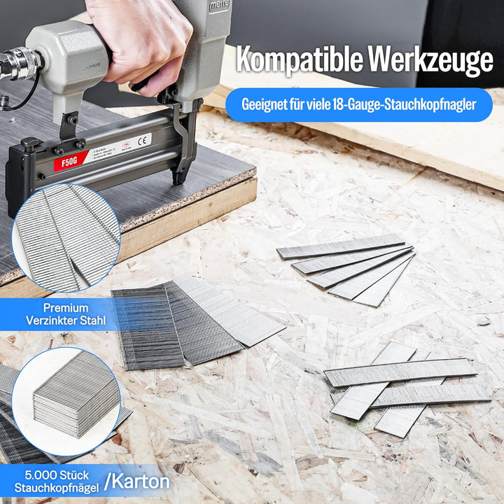 meite Verzinkte Nägel, 18 Gauge, 3,8 cm Beinlänge, 5000 Stück/Box, 1 grosse Packung, 1 grosse Packun