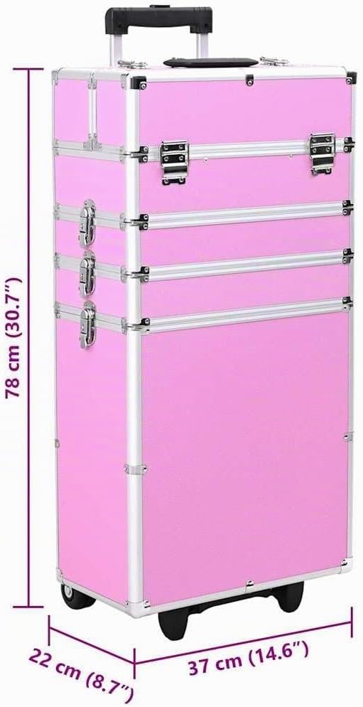 vidaXL Kosmetikkoffer mit 4 Etagen Ablagen Beauty Case Schminkkoffer Friseurkoffer Schmuckkoffer Pil