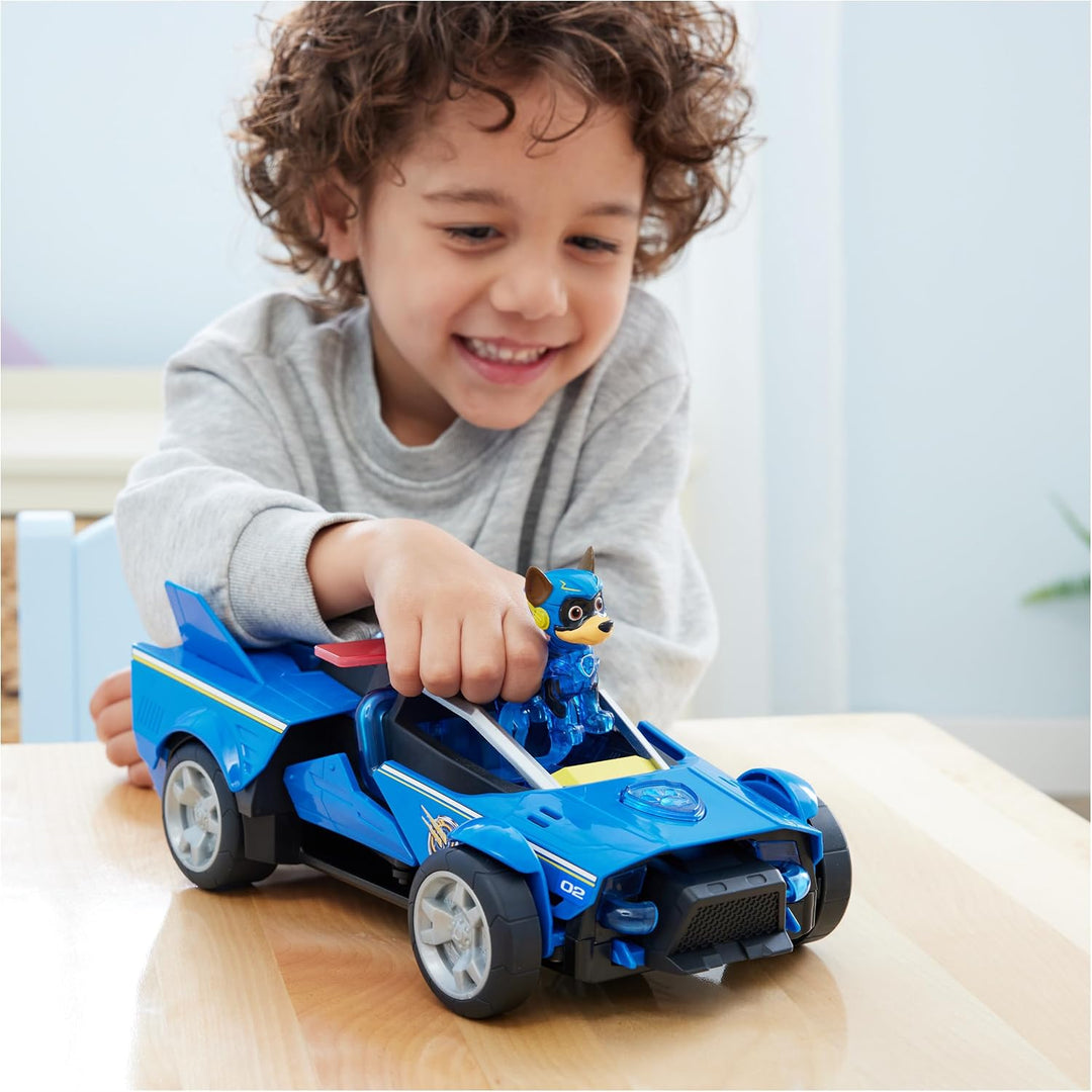Paw Patrol: Der Mighty Kinofilm, 40cm langes Chase Deluxe Superhelden-Raketenfahrzeug inkl. Chase Fi