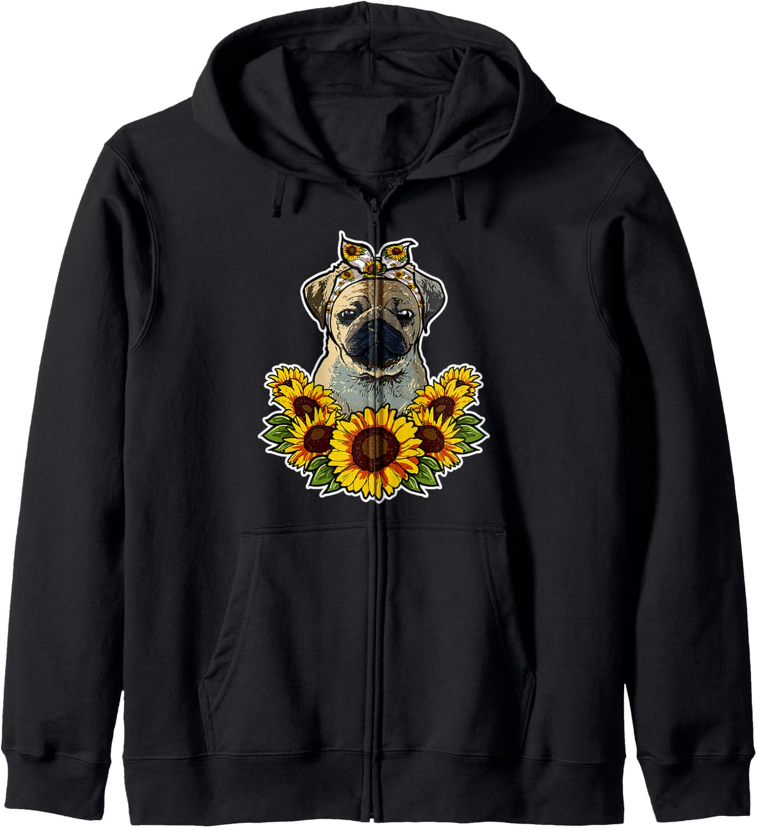 Pug Liebe Sonnenblumen Mops Hunde Kapuzenjacke