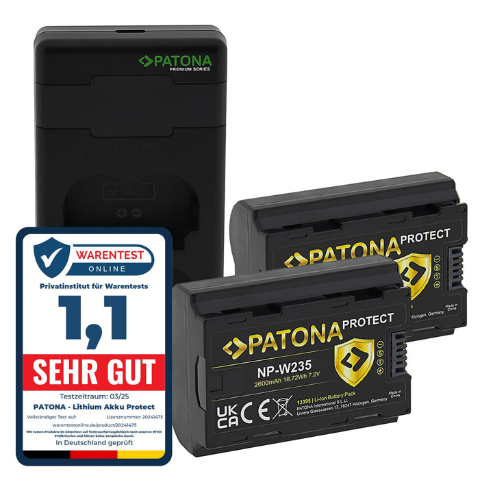 PATONA V1 Protect 2X Akku NP-W235 (2400mAh) inkl. NTC-Sensor und V1 Gehäuse - mit PD Performance USB