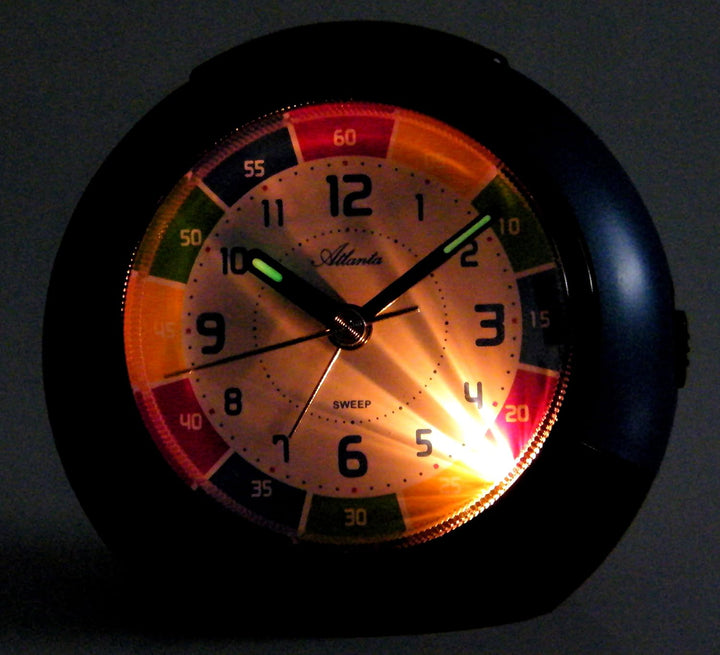 Atlanta Kinderwecker ohne Ticken Leisegang Quarz Licht Snooze (Rot A)