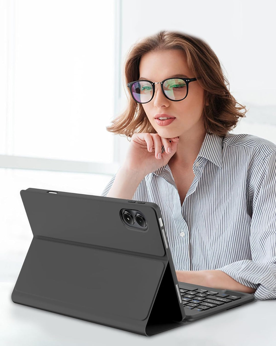Hülle mit Bluetooth Tastatur für Xiaomi Redmi Pad 2 Pro 12,1" & Poco Pad M1 12,1" (2025), Deutsche Q